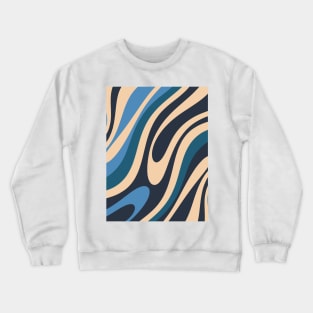 Wavy Loops Retro Abstract Pattern Blue and Beige Crewneck Sweatshirt